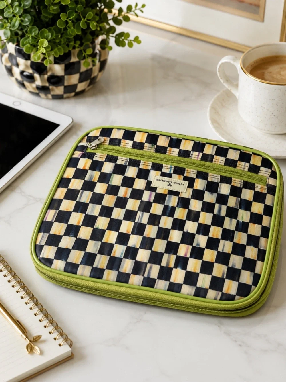 MacKenzie-Childs Courtly Check Tablet Case iPad Sleeve Organizer